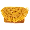 Mar Y Sol Mia Crochet Raffia Fringe Clutch, Sunflower Yellow