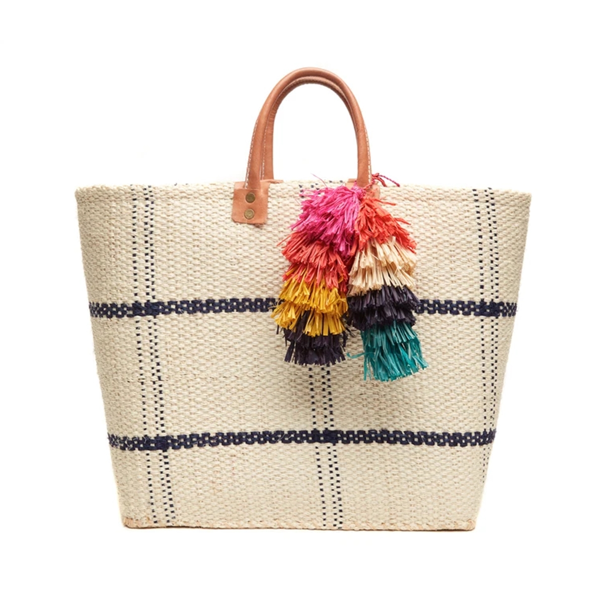 Buy Beige Tassels Detail Basket Woven Beach Bag by Gin & Tonic Online at  Aza Fashions.
