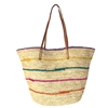 Mar Y Sol Cielo Striped Crocheted Raffia Straw Carryall Tote Bag, Natural/Multi