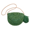 Mar Y Sol Lila Crocheted Raffia Straw Flap Crossbody Bag, Sea Grass Green