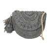 Mar Y Sol Lila Crocheted Raffia Straw Flap Crossbody Bag, Dove Grey