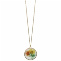 Zad Jewelry Women's Abbey Estate Daisies Dried Pressed Flower Pendant Necklace, Multi, N2426