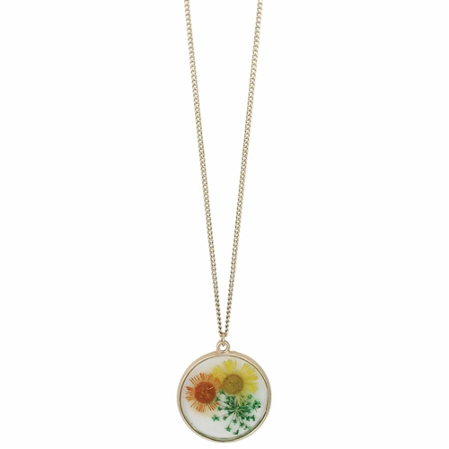 Zad Jewelry Women's Abbey Estate Daisies Dried Pressed Flower Pendant Necklace, Multi, N2426