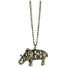 Zad Jewelry Cut-Out Elephant Pendant Necklace, Antique Bronze