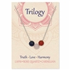 Zad Jewelry Healing Trilogy Truth, Love & Harmony Round Stone Necklace Natural Lapis, Rose Quartz, and Carnelian