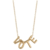 Make Your Voice Heard: "VOTE" Floating Letter V-O-T-E Word Necklace, Gold