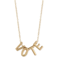 Make Your Voice Heard: "VOTE" Floating Letter V-O-T-E Word Necklace, Gold