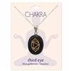 Chakra Natural Gemstone Engraved Symbol Pendant Necklace (Eye Moonstone)