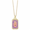 Zad Jewelry Women's Good Fortune Tarot Card Necklace Enamel Hand of Fatima Spiritual Pendant, Purple, Gold, N9028