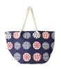 Magid Nautical Sailor Print Paper Straw Tote, Navy - Multi Tote Bag for Daily Essentials