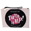 Kate Spade Turn It Up  Vinyl Record Zip Wristlet Pouch Pink Clutch