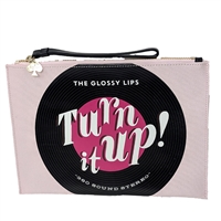 Kate Spade Turn It Up  Vinyl Record Zip Wristlet Pouch Pink Clutch