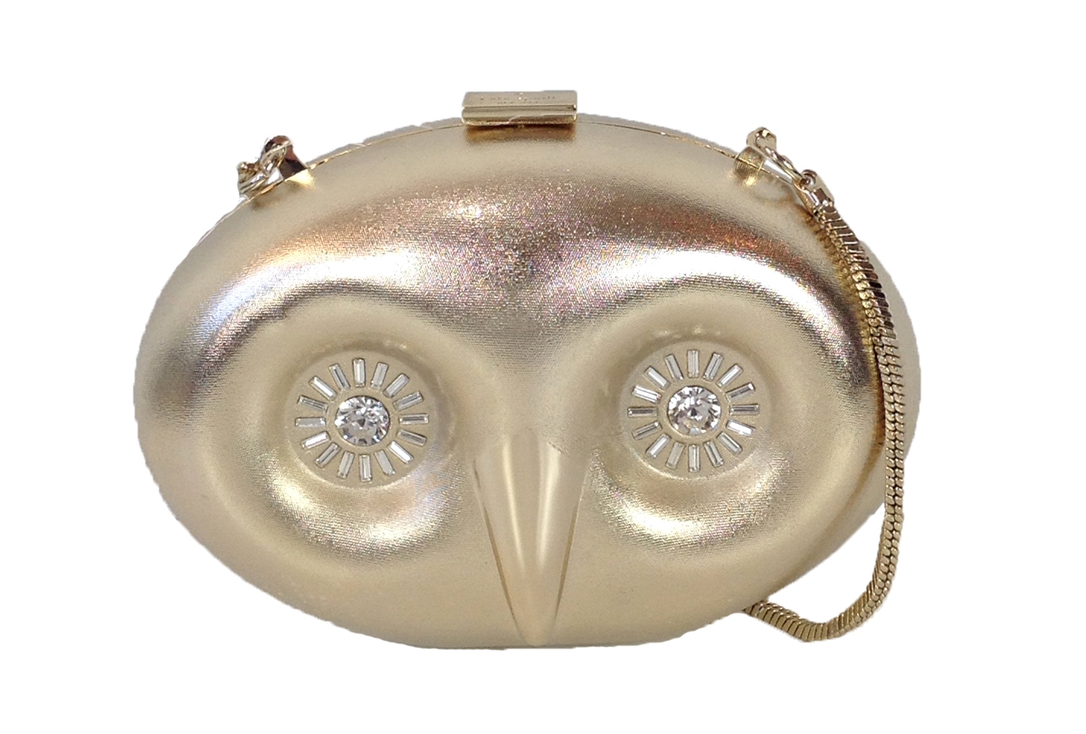 Kate Spade Blaze a Trail Metal Owl Clutch Gold