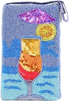 BTC Tropical Beach Daiquiri Club Bag Beaded Phone Crossbody, Multicolored - Unique Beaded Pouch, Great Gift Idea