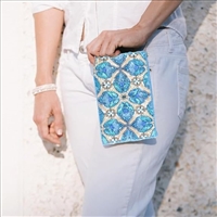 BTC Seaside Fleur Mosaic Club Bag Sequin Shell Beaded Phone Crossbody, Blue Multicolored - Unique Beaded Pouch, Great Gift Idea