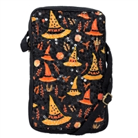 BTC Bewitching Charms Witch Hat Sequin Beaded XL Phone Crossbody Pouch Bag, Black Orange