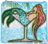 BTC Mermaid Martini Essential Pouch Beaded Zip Card Case Coin Purse, Blue Multicolor - Unique Beaded Pouch, Great Gift Idea