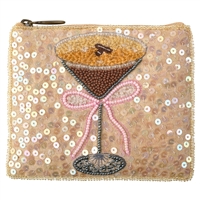 Martini Sparkle Zip Card Case: Beaded & Sequined Cocktail Pouch