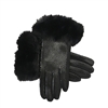 Elegant Faux Fur Trim Touchscreen Gloves  Black Winter Gloves with Mesh Detail