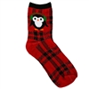 Top It Off Plaid Penguin Crew Socks, One Size, Red