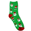 Top It Off Bearded Santa in Daily Wear Sunglasses UV Protection  Graphic Holiday Crew Socks, One Size, Green Multi