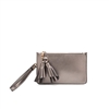 Melie Bianco Farah Vegan Leather Tassel Wristlet Crossbody, Pewter