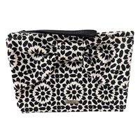 Kate Spade Black & White Geometric Print Canvas Evening Bag Floral Mosaic Bow Wristlet