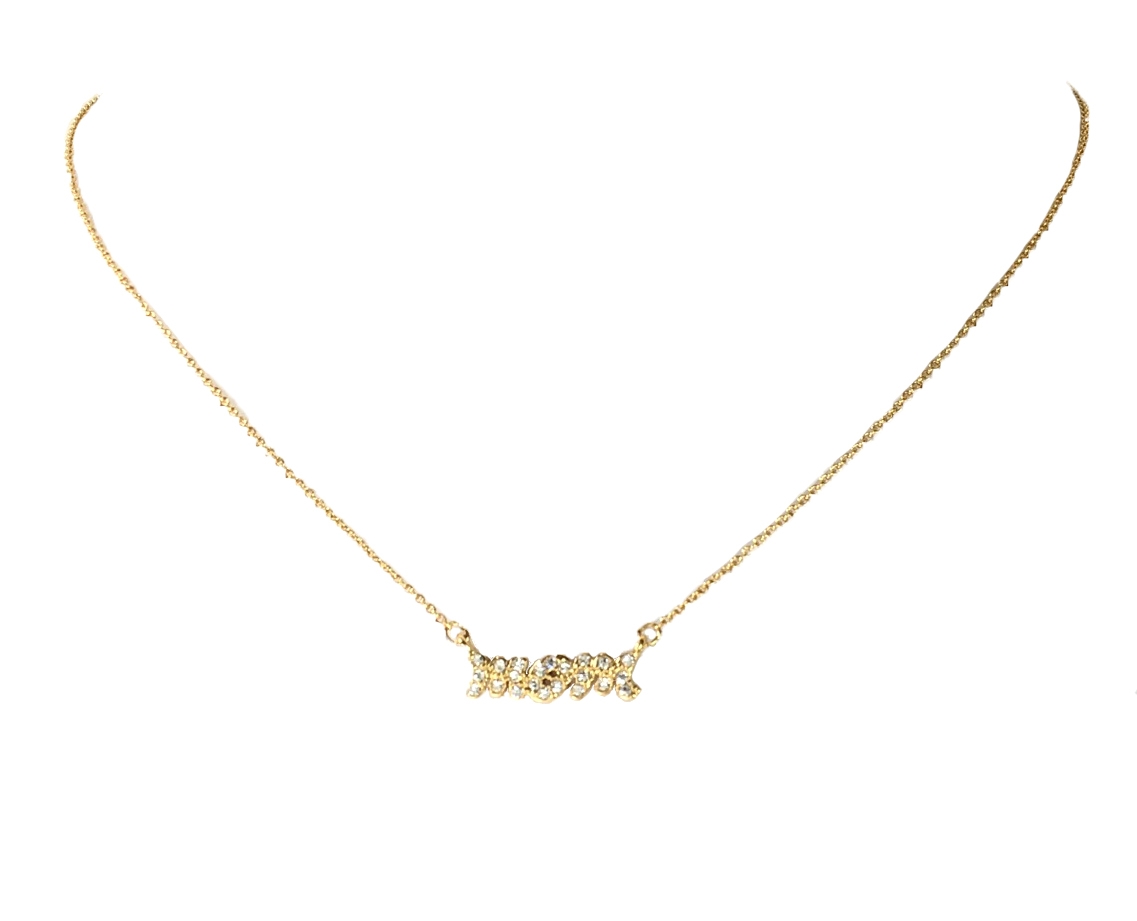 Family/Mom Initial Necklace in 18k Rose Gold Plated with Diamond - MYKA