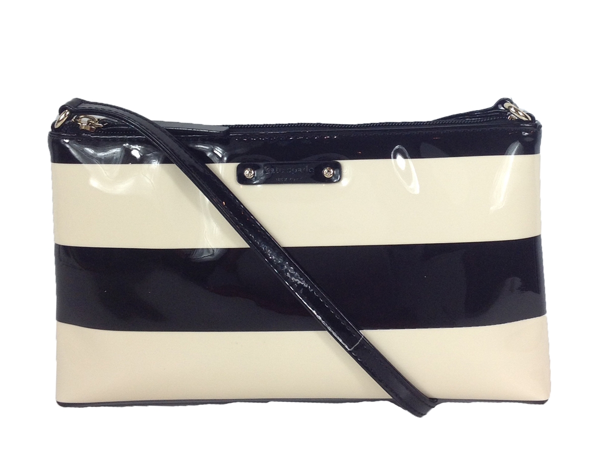 Kate Spade Penn Valley Amy Striped Crossbody Black Cream