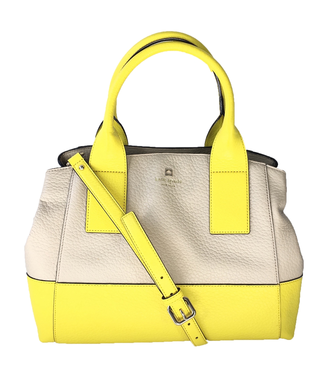 Kate Spade Southport Avenue Two-Tone Leather Sloan Large Satchel, Seed  Pearl/Yellow