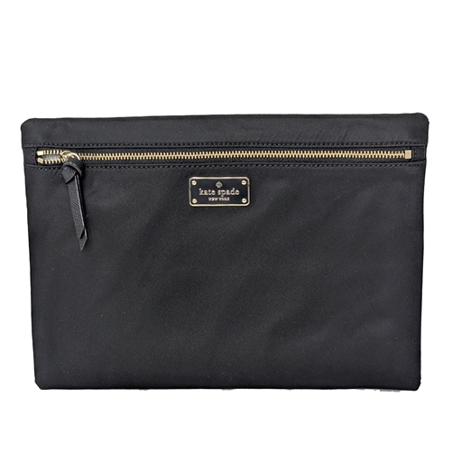 Kate Spade Large Nylon Multi Functional Zip Pouch Black Sleek Travel Clutch & Tech Organizer