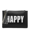 Melie Bianco Happy Sad Vegan Leather Wristlet Crossbody, Black/White