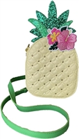 Betsey Johnson Limited Edition XO Kitsch Pricklyl Pineapple Quilted  3D Faux Leather Crossbody Handbag - Novelty Purse, Perfect Gift