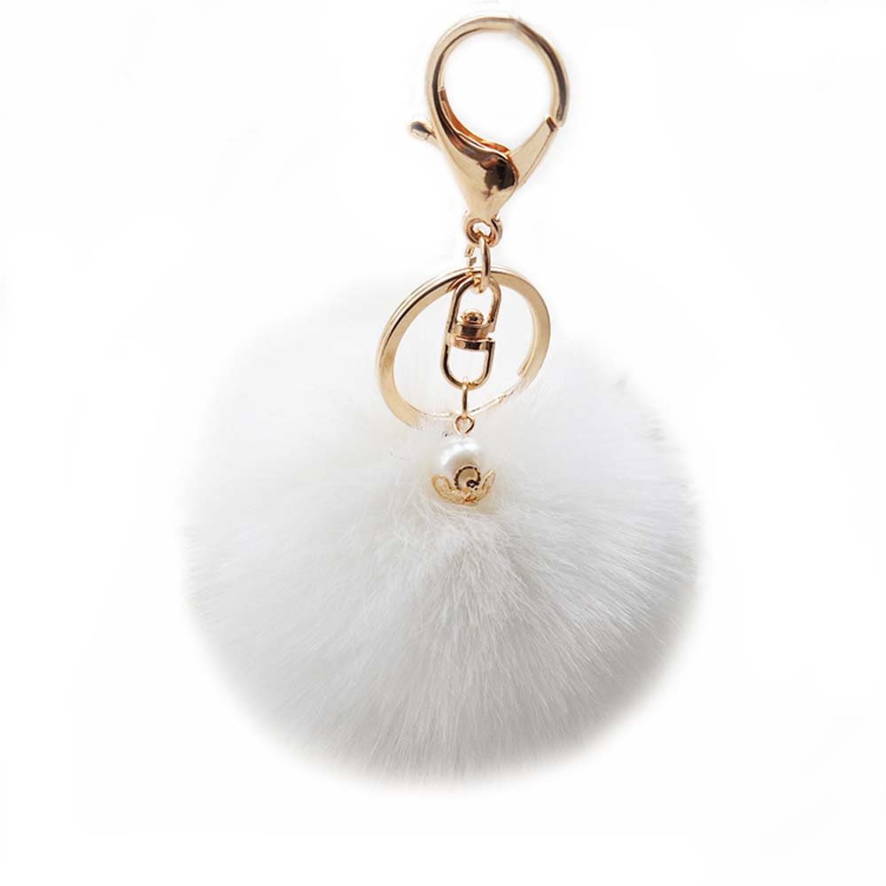 4 Colors Little Faux Fur Pom Pom Bow Key Chain Purse Charm Keychain Le –  PurseCharm21